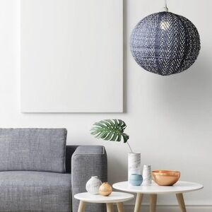 Soji Stella Nova Chevron Metallic Blue 18" Indoor / Outdoor Pendant Lamp (120V)